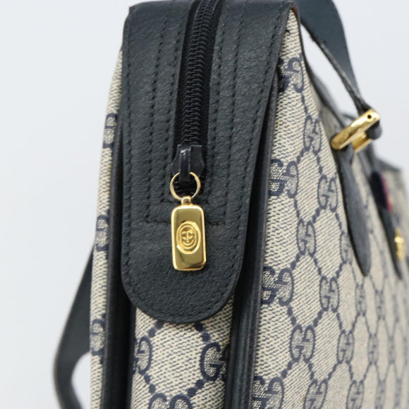 GUCCI GG Supreme Sherry Line Hand Bag PVC Navy Red 41 02 079 Auth 155654