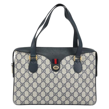 GUCCI GG Supreme Sherry Line Hand Bag PVC Navy Red 41 02 079 Auth 155654 - 0