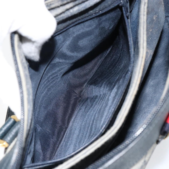 GUCCI GG Supreme Sherry Line Hand Bag PVC Navy Red 41 02 079 Auth 155654