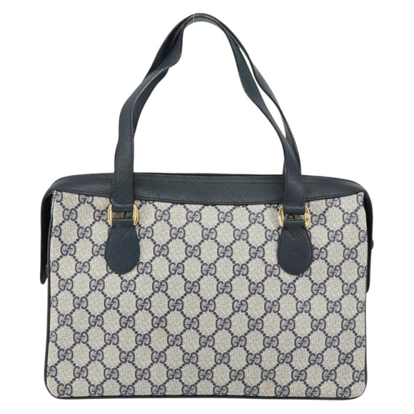 GUCCI GG Supreme Sherry Line Hand Bag PVC Navy Red 41 02 079 Auth 155654