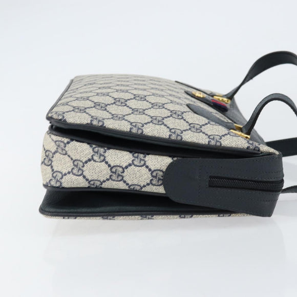 GUCCI GG Supreme Sherry Line Hand Bag PVC Navy Red 41 02 079 Auth 155654