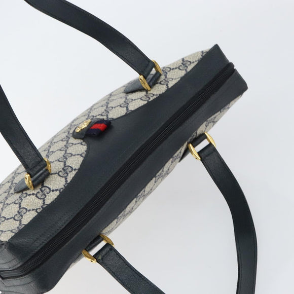 GUCCI GG Supreme Sherry Line Hand Bag PVC Navy Red 41 02 079 Auth 155654