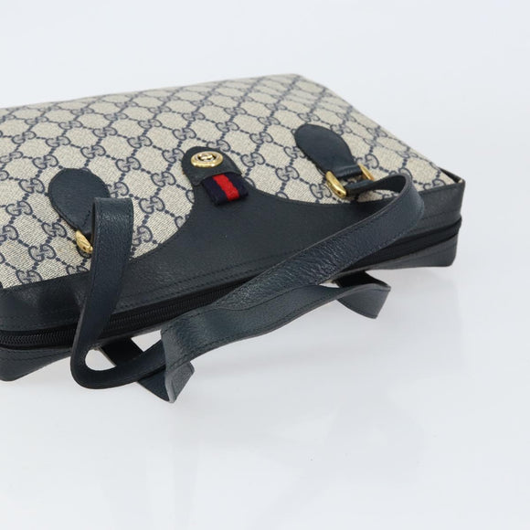 GUCCI GG Supreme Sherry Line Hand Bag PVC Navy Red 41 02 079 Auth 155654