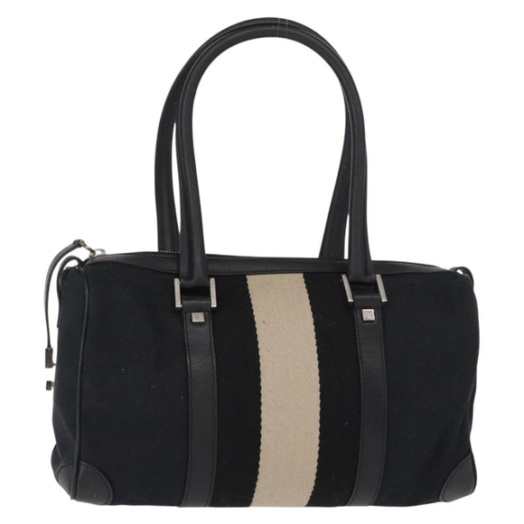 GUCCI GG Canvas Hand Bag Black Silver 000 0851 3754 Auth 155656