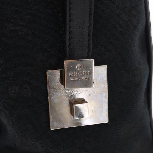 GUCCI GG Canvas Hand Bag Black Silver 000 0851 3754 Auth 155656