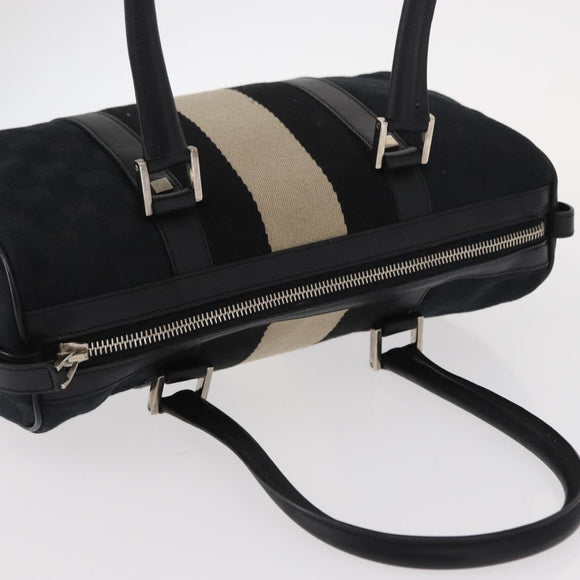 GUCCI GG Canvas Hand Bag Black Silver 000 0851 3754 Auth 155656