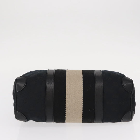 GUCCI GG Canvas Hand Bag Black Silver 000 0851 3754 Auth 155656
