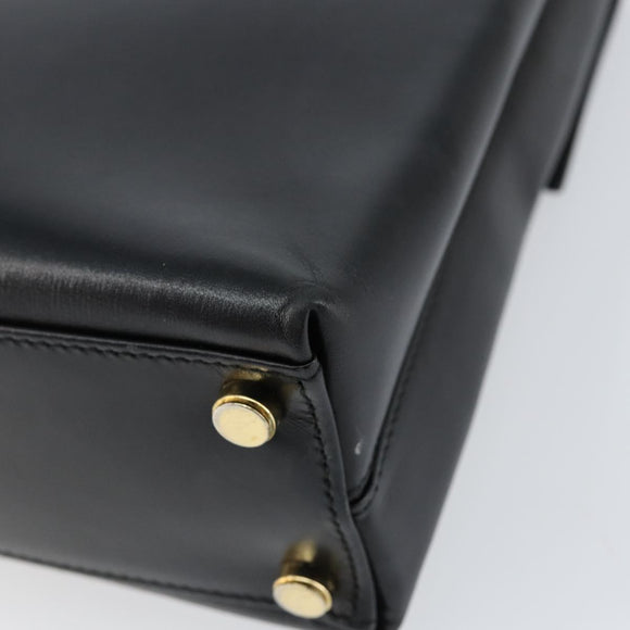 Salvatore Ferragamo Gancini Hand Bag Leather Black Gold Auth 155657