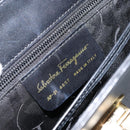 Salvatore Ferragamo Gancini Hand Bag Leather Black Gold Auth 155657-16