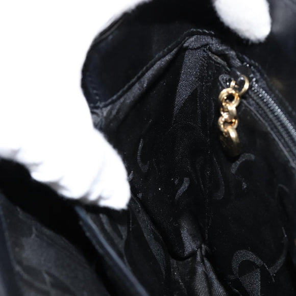 Salvatore Ferragamo Gancini Hand Bag Leather Black Gold Auth 155657