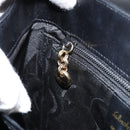 Salvatore Ferragamo Gancini Hand Bag Leather Black Gold Auth 155657-20