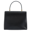 Salvatore Ferragamo Gancini Hand Bag Leather Black Gold Auth 155657-3