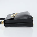 Salvatore Ferragamo Gancini Hand Bag Leather Black Gold Auth 155657-5