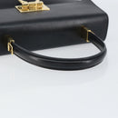Salvatore Ferragamo Gancini Hand Bag Leather Black Gold Auth 155657-7