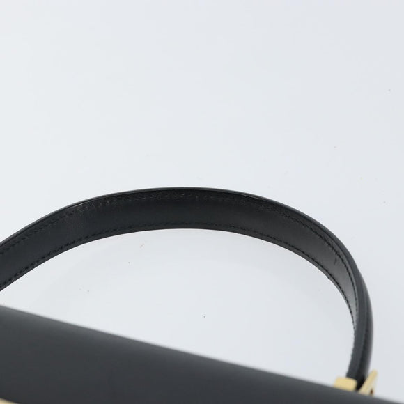 Salvatore Ferragamo Gancini Hand Bag Leather Black Gold Auth 155657