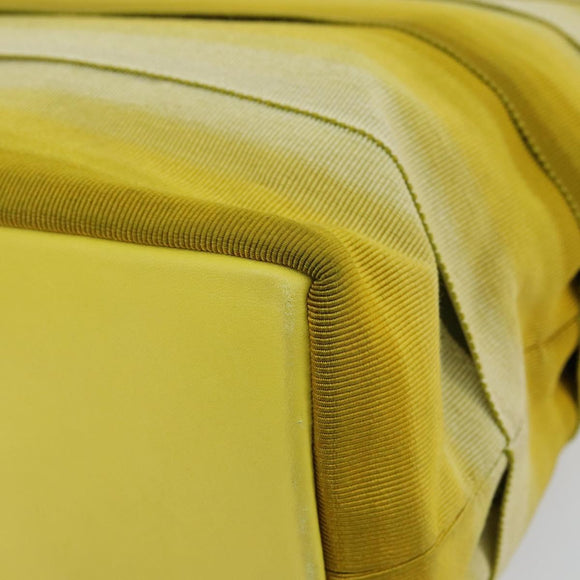 Salvatore Ferragamo Vala Chain Tote Bag Canvas Yellow Silver Auth 155658