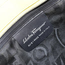 Salvatore Ferragamo Vala Chain Tote Bag Canvas Geel Zilver Auth 155658-12