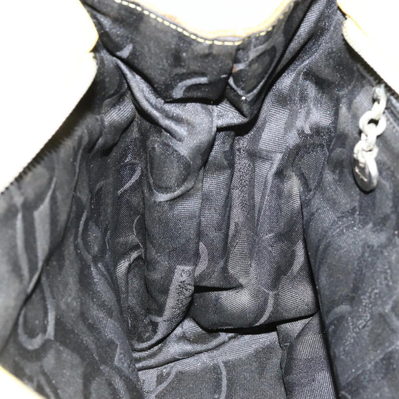 Salvatore Ferragamo Vala Chain Tote Bag Canvas Yellow Silver Auth 155658