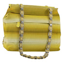 Salvatore Ferragamo Vala Chain Tote Bag Canvas Geel Zilver Auth 155658-1