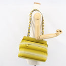 Salvatore Ferragamo Vala Chain Tote Bag Canvas Geel Zilver Auth 155658-22