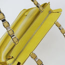 Salvatore Ferragamo Vala Chain Tote Bag Canvas Geel Zilver Auth 155658-6