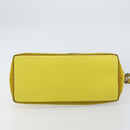 Salvatore Ferragamo Vala Chain Tote Bag Canvas Geel Zilver Auth 155658-5