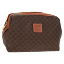 CELINE Macadam Canvas Pouch PVC Leather Brown Gold Auth 155659V-1