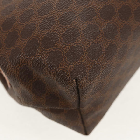 CELINE Macadam Canvas Pouch PVC Leather Brown Gold Auth 155659V