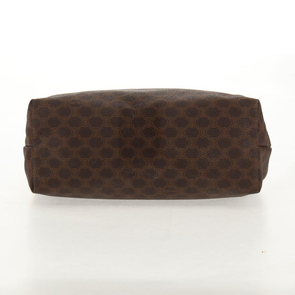 CELINE Macadam Canvas Pouch PVC Leather Brown Gold Auth 155659V