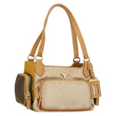 PRADA Hand Bag Canvas Beige Gold Auth 155660-1