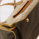 PRADA Hand Bag Canvas Beige Gold Auth 155660-12