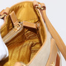 PRADA Hand Bag Canvas Beige Gold Auth 155660-19