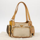 PRADA Hand Bag Canvas Beige Gold Auth 155660-26
