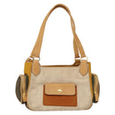 PRADA Hand Bag Canvas Beige Gold Auth 155660-3