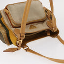 PRADA Hand Bag Canvas Beige Gold Auth 155660-6