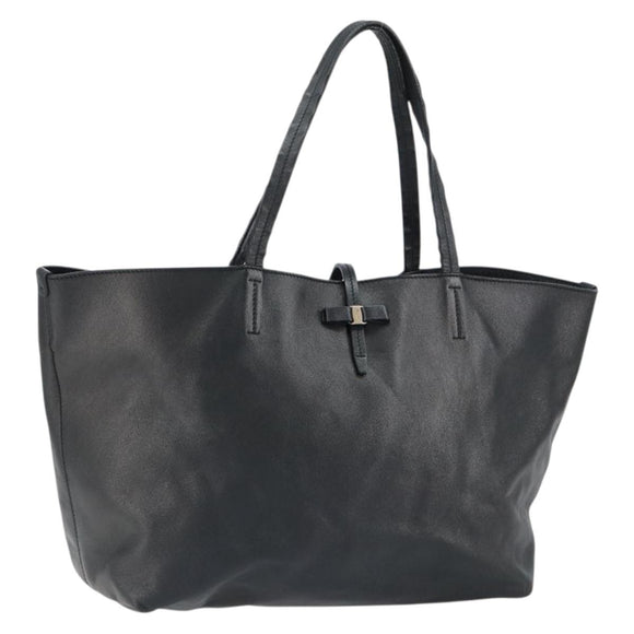 Salvatore Ferragamo Vala Tote Bag Leather Black Auth 155686