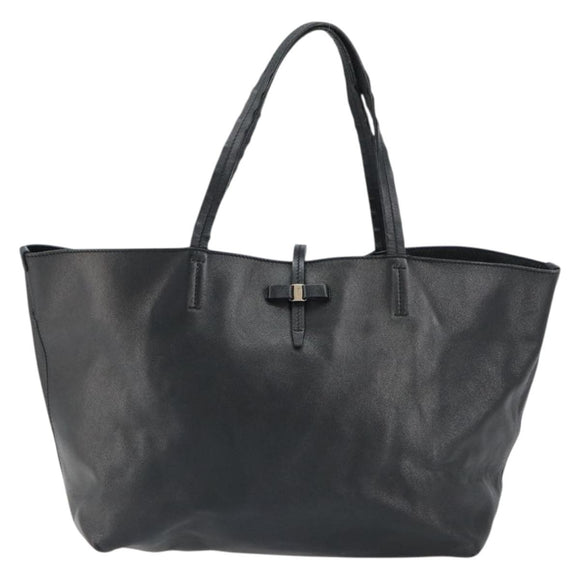Salvatore Ferragamo Vala Tote Bag Leather Black Auth 155686