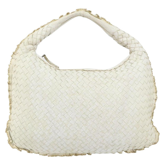 BOTTEGA VENETA INTRECCIATO Hobo Shoulder Bag Leather White 115653 Auth 155688