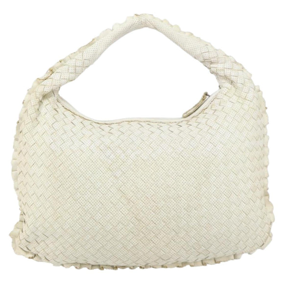 BOTTEGA VENETA INTRECCIATO Hobo Shoulder Bag Leather White 115653 Auth 155688