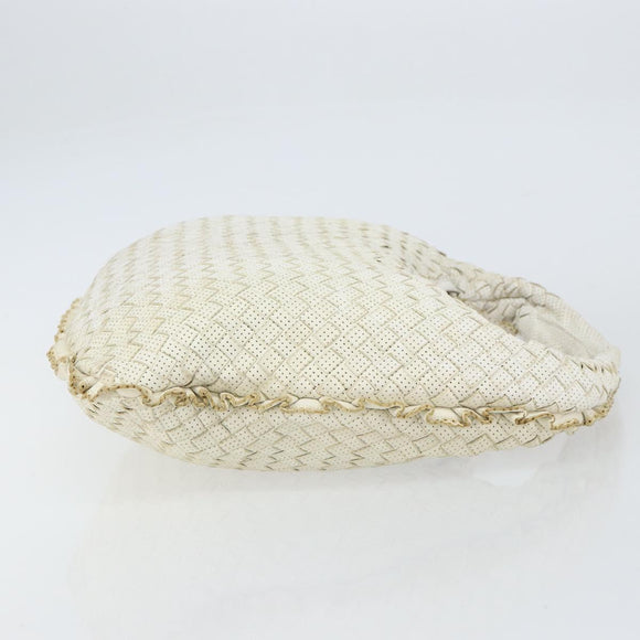 BOTTEGA VENETA INTRECCIATO Hobo Shoulder Bag Leather White 115653 Auth 155688