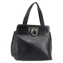 Salvatore Ferragamo Gancini Hand Bag Leather Black Silver Auth 155690-1