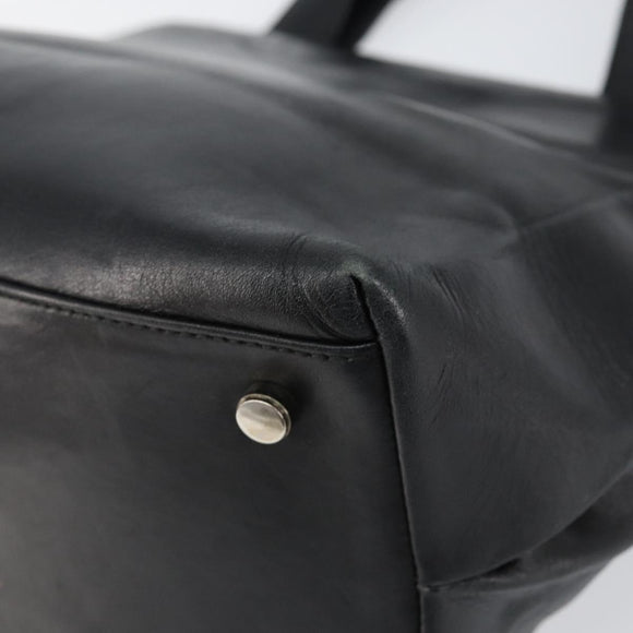 Salvatore Ferragamo Gancini Hand Bag Leather Black Silver Auth 155690