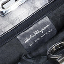 Salvatore Ferragamo Gancini Hand Bag Leather Black Silver Auth 155690-15