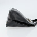 Salvatore Ferragamo Gancini Hand Bag Leather Black Silver Auth 155690-4