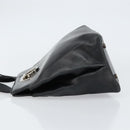 Salvatore Ferragamo Gancini Hand Bag Leather Black Silver Auth 155690-5