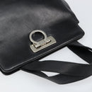Salvatore Ferragamo Gancini Hand Bag Leather Black Silver Auth 155690-6