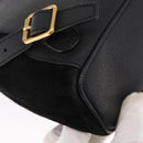 GUCCI Bamboo Backpack Suede Black Gold Auth 155693-16