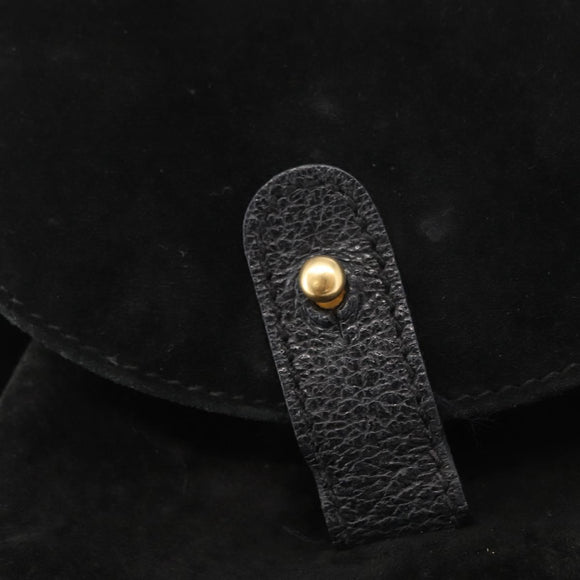 GUCCI Bamboo Backpack Suede Black Gold Auth 155693