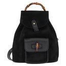 GUCCI Bamboo Backpack Suede Black Gold Auth 155693-2