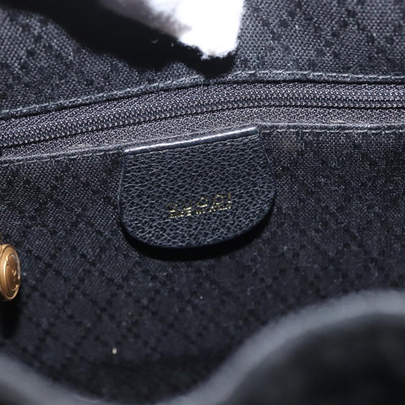 GUCCI Bamboo Backpack Suede Black Gold Auth 155693